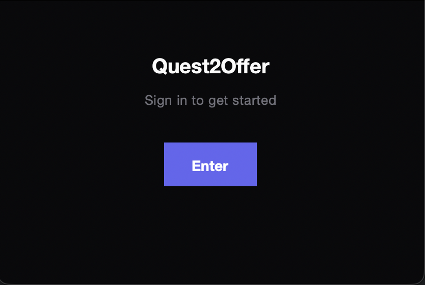 Quest2Offer login screen